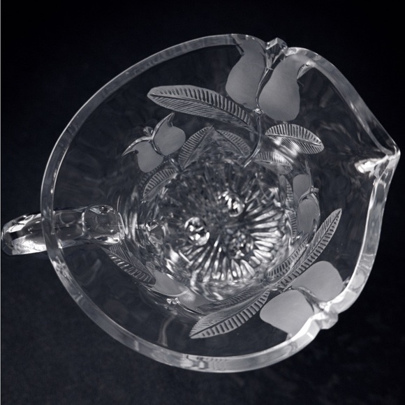 Elegant Etched Crystal Floral Vase Centerpiece – Heavy Cut Glass - Picture 5 of 6